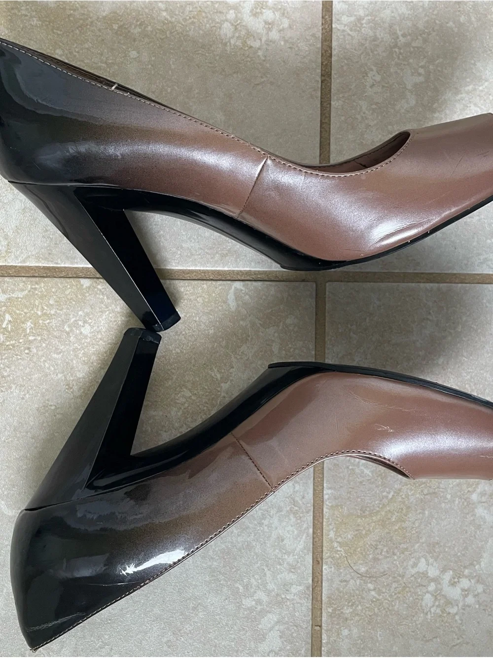 Alfani Two-Tone Peep-Toe Pumps in Taupe and Black